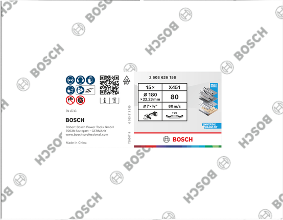 قرص رفرف Bosch X451 مقاس 180×22.23 مم G80، 15 قطعة.